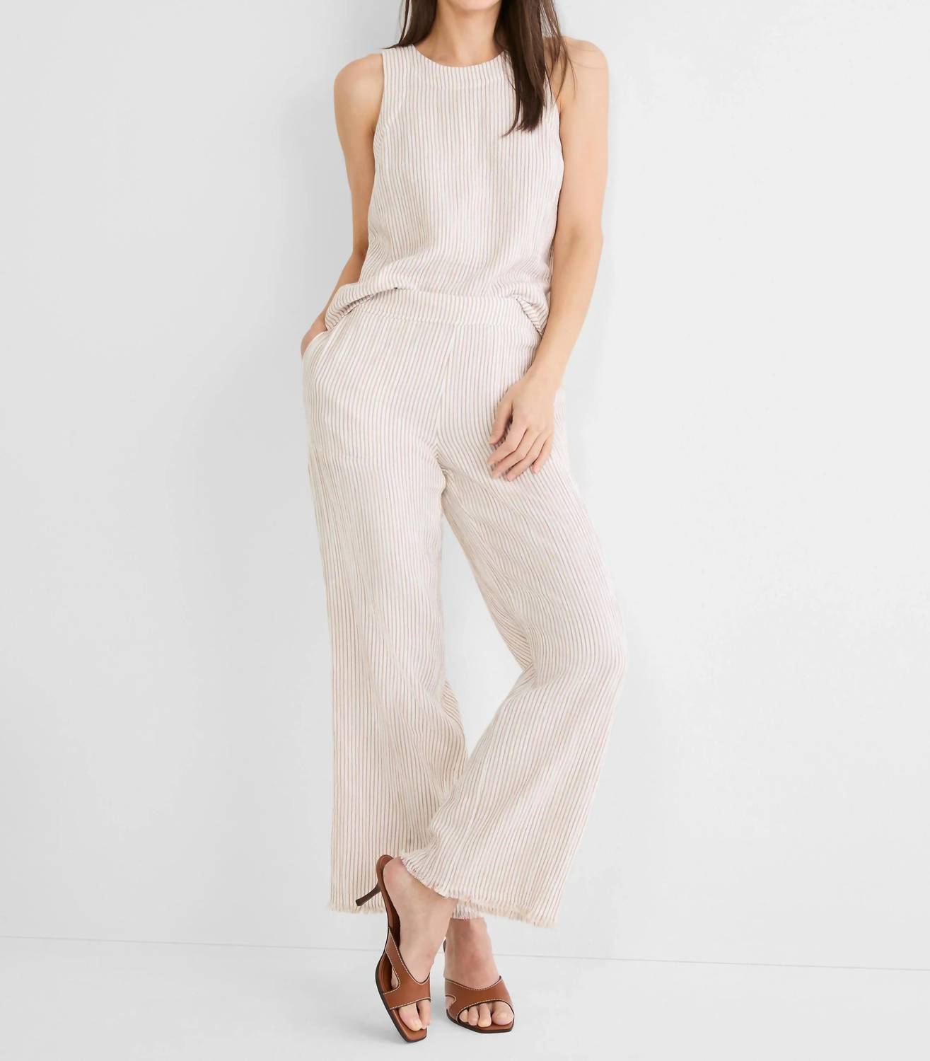 Nic + Zoe - Pinstripe Gauze Pop On Top