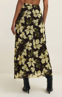 Z Supply Eda Ren Floral Mesh Maxi Skirt in sunnyside 1 - women's skirt - detail view