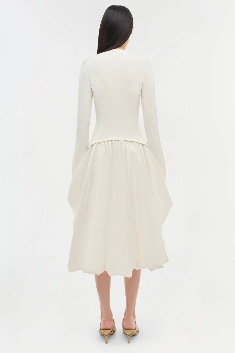 SIMKHAI Kenlie Taffeta Knit Midi Dress in ivory - women's dress - alternate view