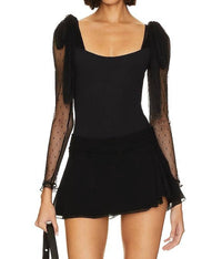 Free People Tongue Tied Bodysuit in black - women's shirt - view 4