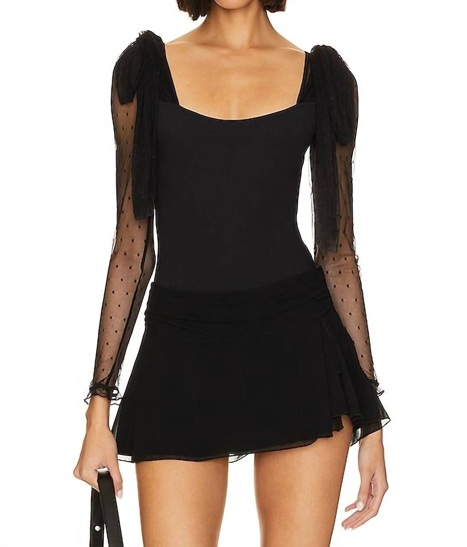 Free People Tongue Tied Bodysuit in black - women's shirt - view 4