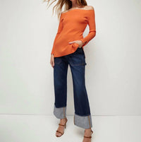 Veronica Beard - Derick Ribbed Off-shoulder Pullover Top