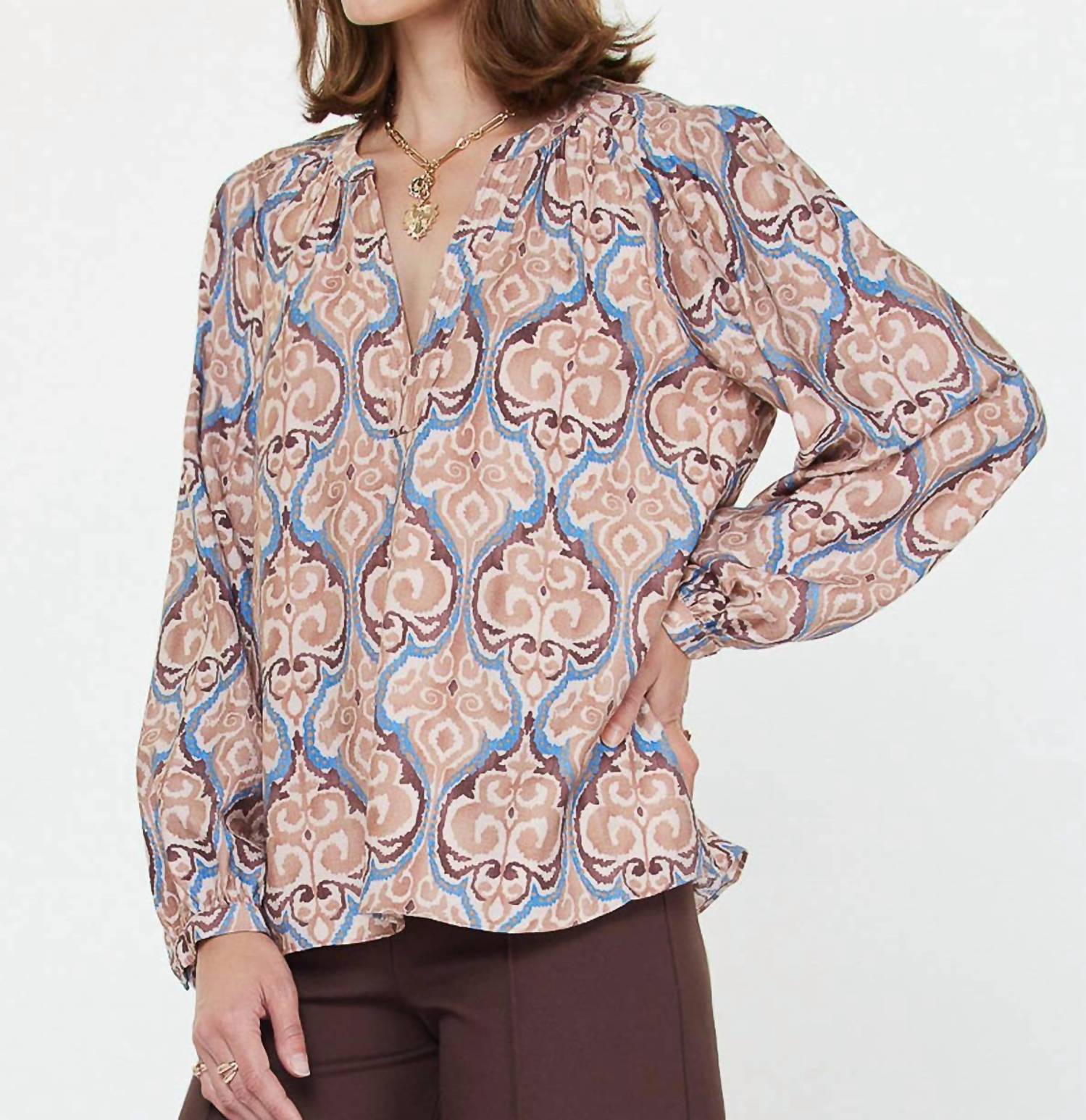 Current Air - Boho Printed Long-sleeve Blouse