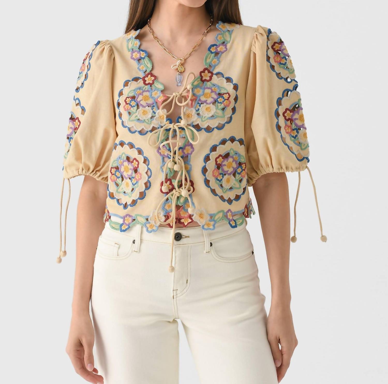 Sea - Melinda Embroidery Short Sleeve Top