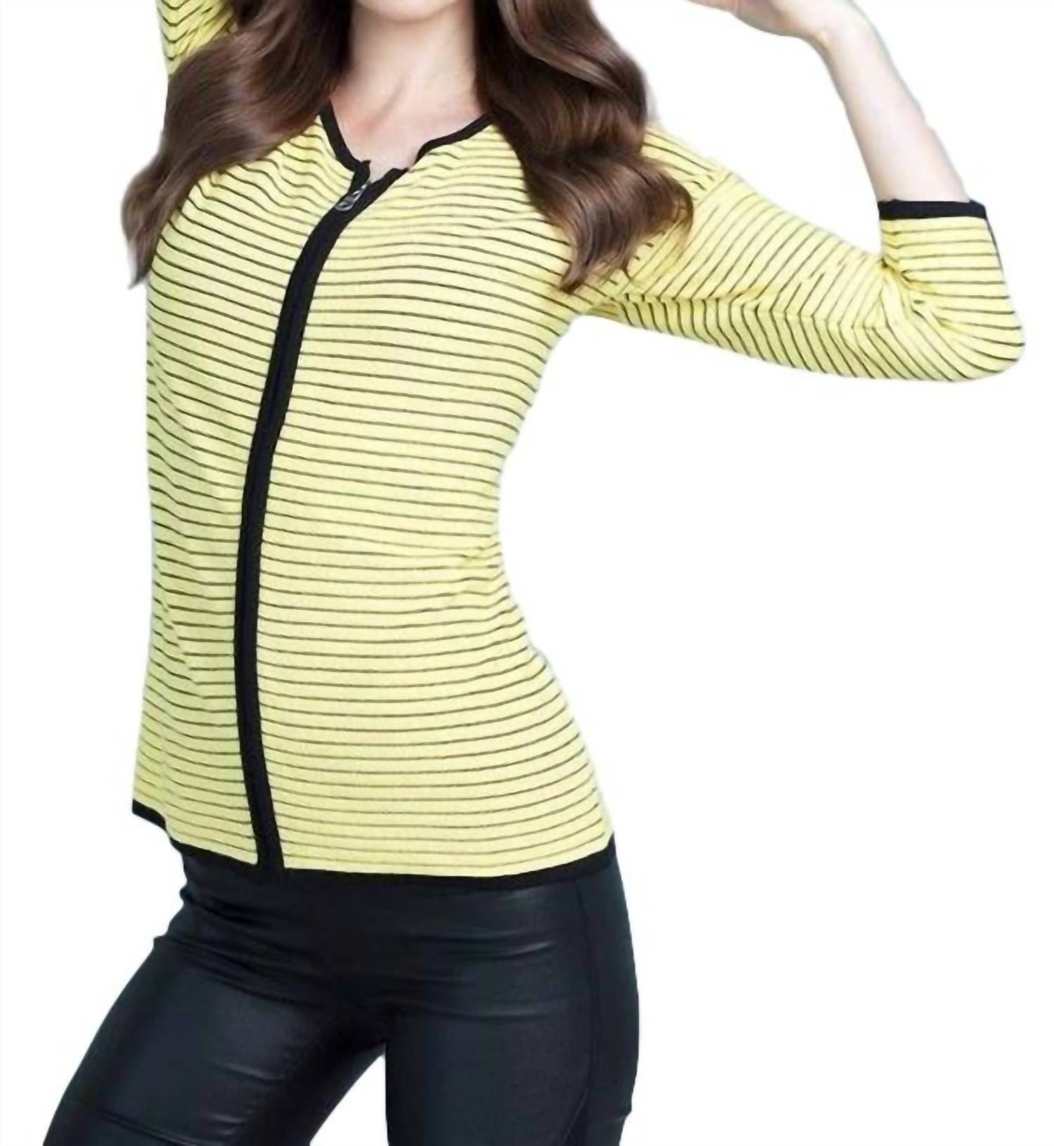Zip-Front Striped Cardigan