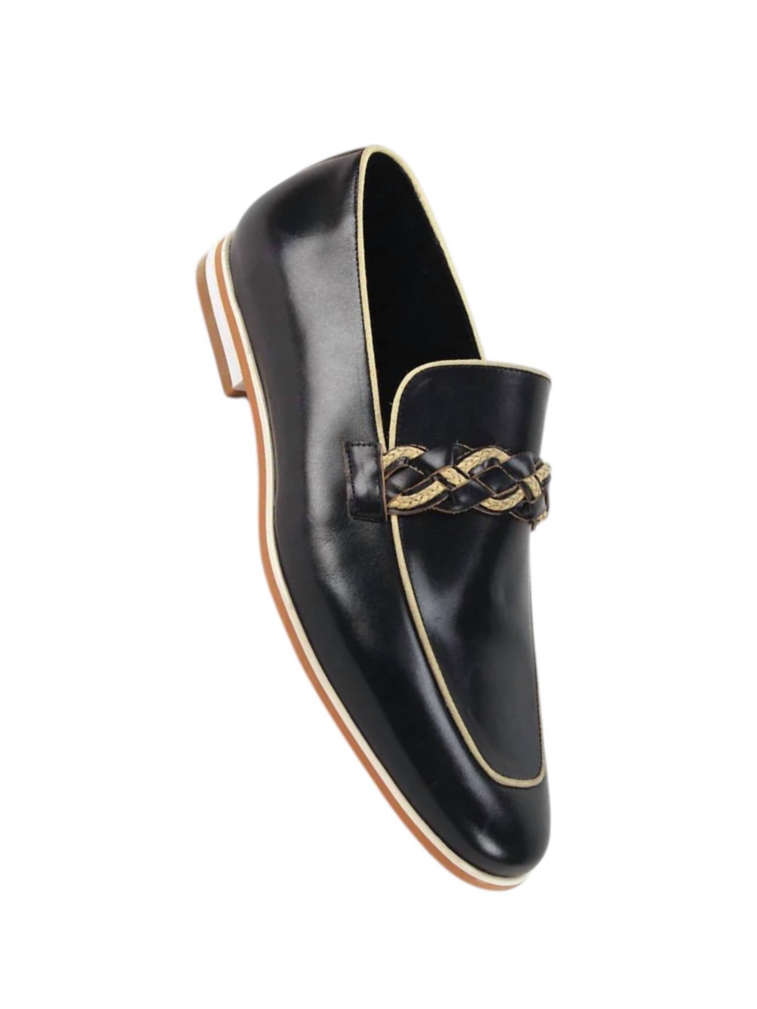 Giovanni Amato Men’s Tudor Leather Shoes in black - men's loafer - detail view