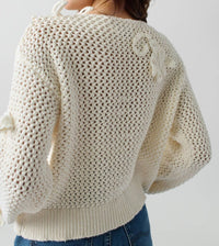 Lingua Franca Crochet Cammy Boatneck Top in cream - women's long sleeve top - alternate view