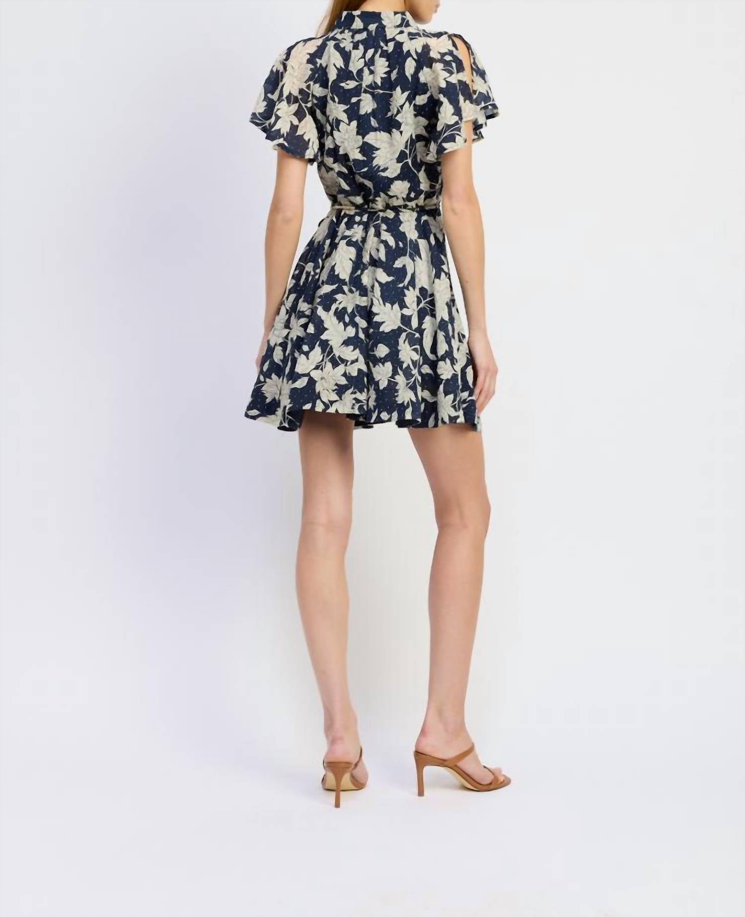 En Saison Madeline Mini Dress in navy - women's dress - detail view