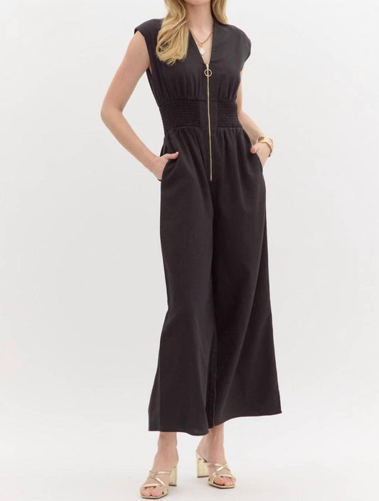 Entro - Sleeveless Zip Front Jumpsuit
