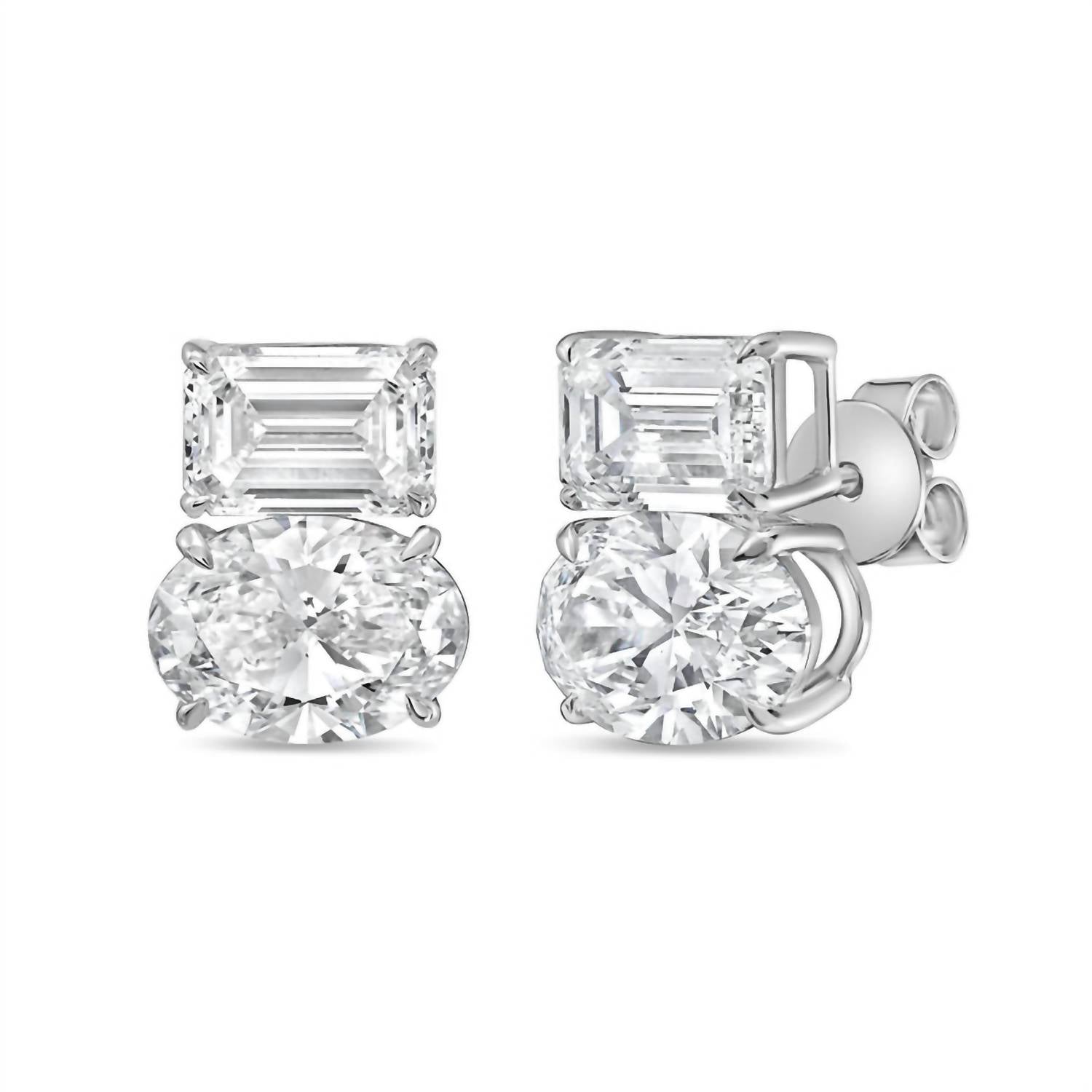 Diana M Jewels - Women's Emerald & Oval Lab-grown Diamond Stud Earrings (15.00 Tcw) - Grand