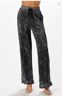 Dance & Marvel Women's Sequined Two Tone Contrast Pants in black - women's pants