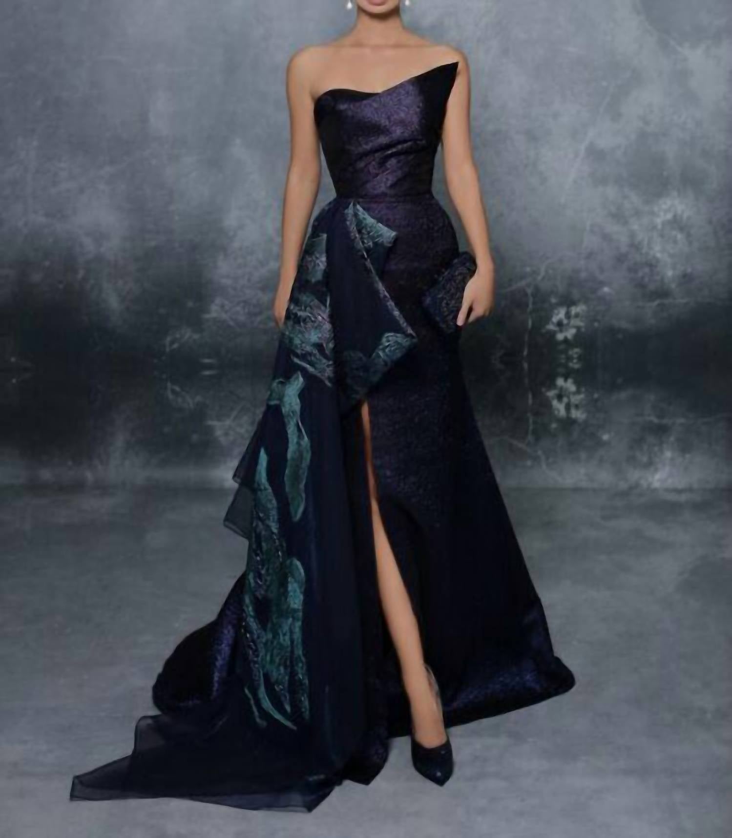 Tarik Ediz - Feris Strapless With Side Drape Dress