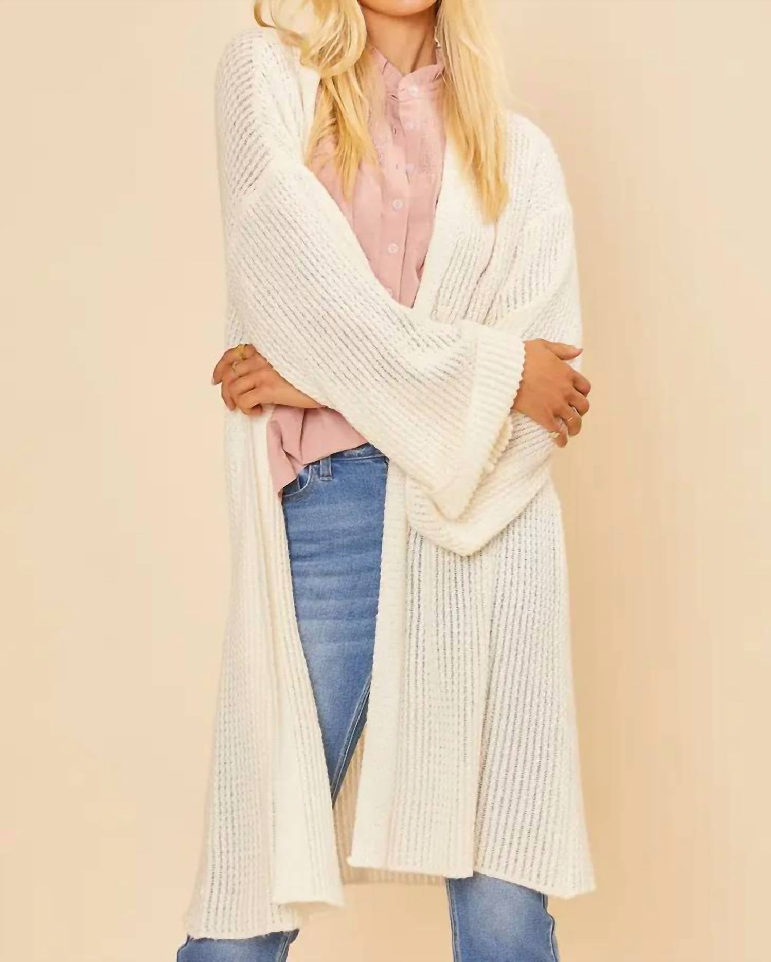 Anniewear - Knit Waffle Sweater Cardigan