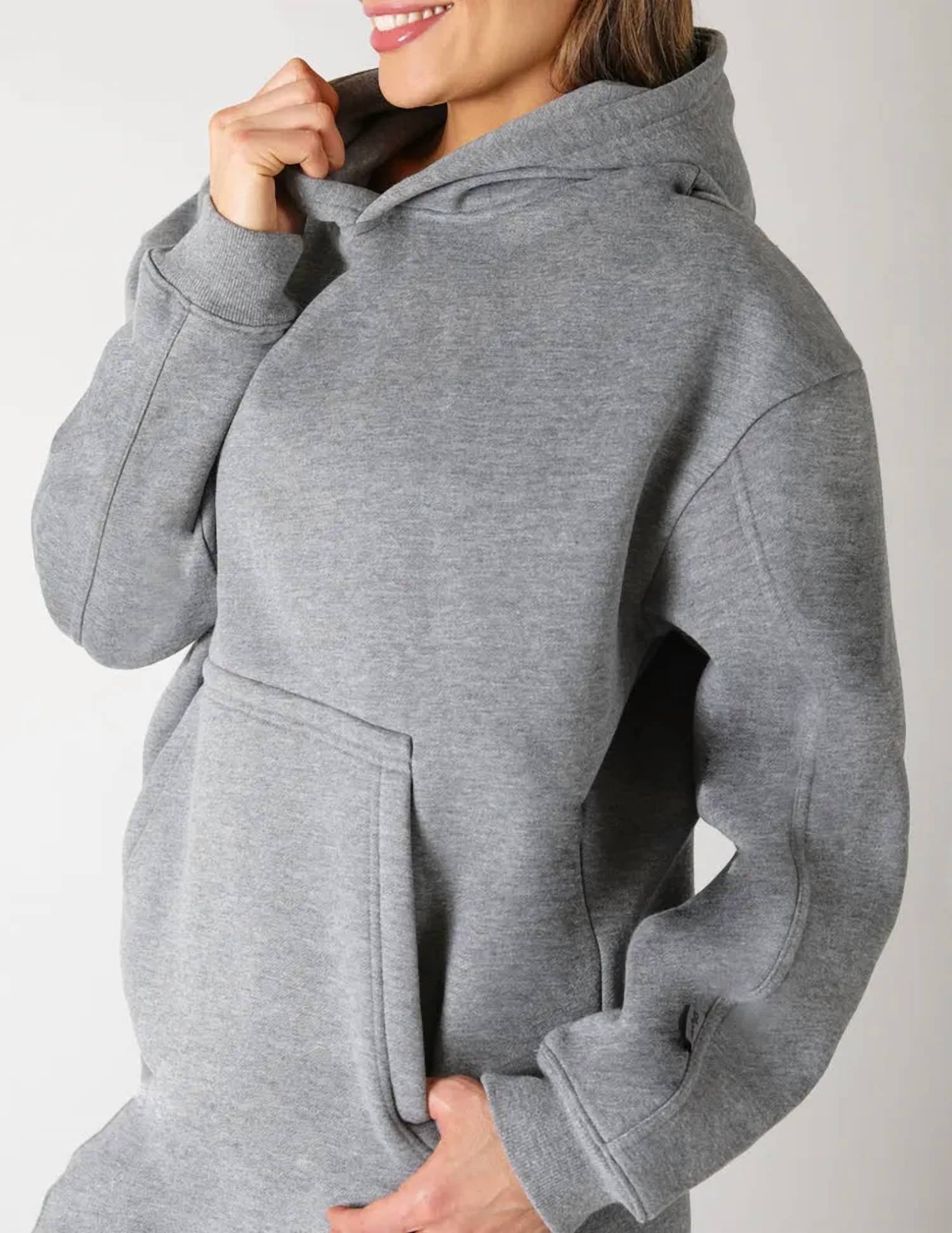 glyder Buffalo Pullover Hoodie in carbon heather - women's top - alternate view