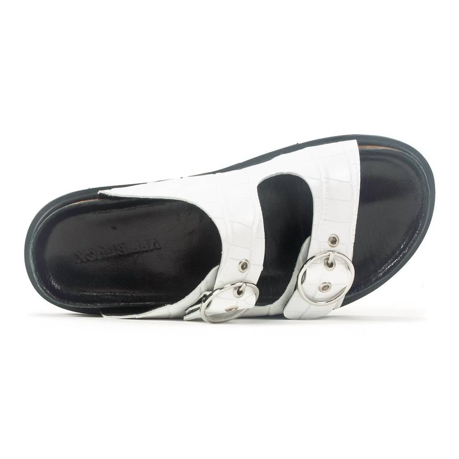 All Black - Women's Circle Buckle Lowform Sandal