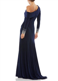 Mac Duggal - Beaded Cuff Drop Shoulder Gown