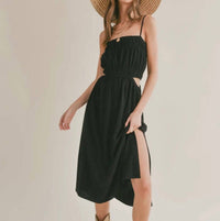 Sage The Label - At Ease Linen Blend Side Cutout MIDI Dress