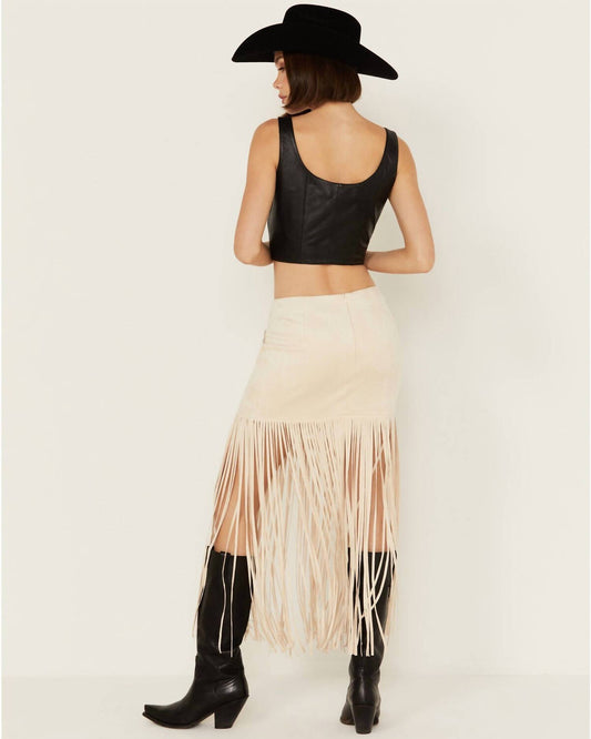 Vocal Apparel - Suede Fringe Studded Skirt