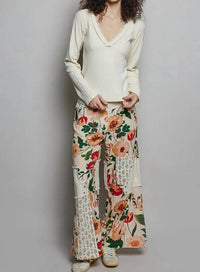 POL Patchwork Floral Woven Pants - women's pants - view 4