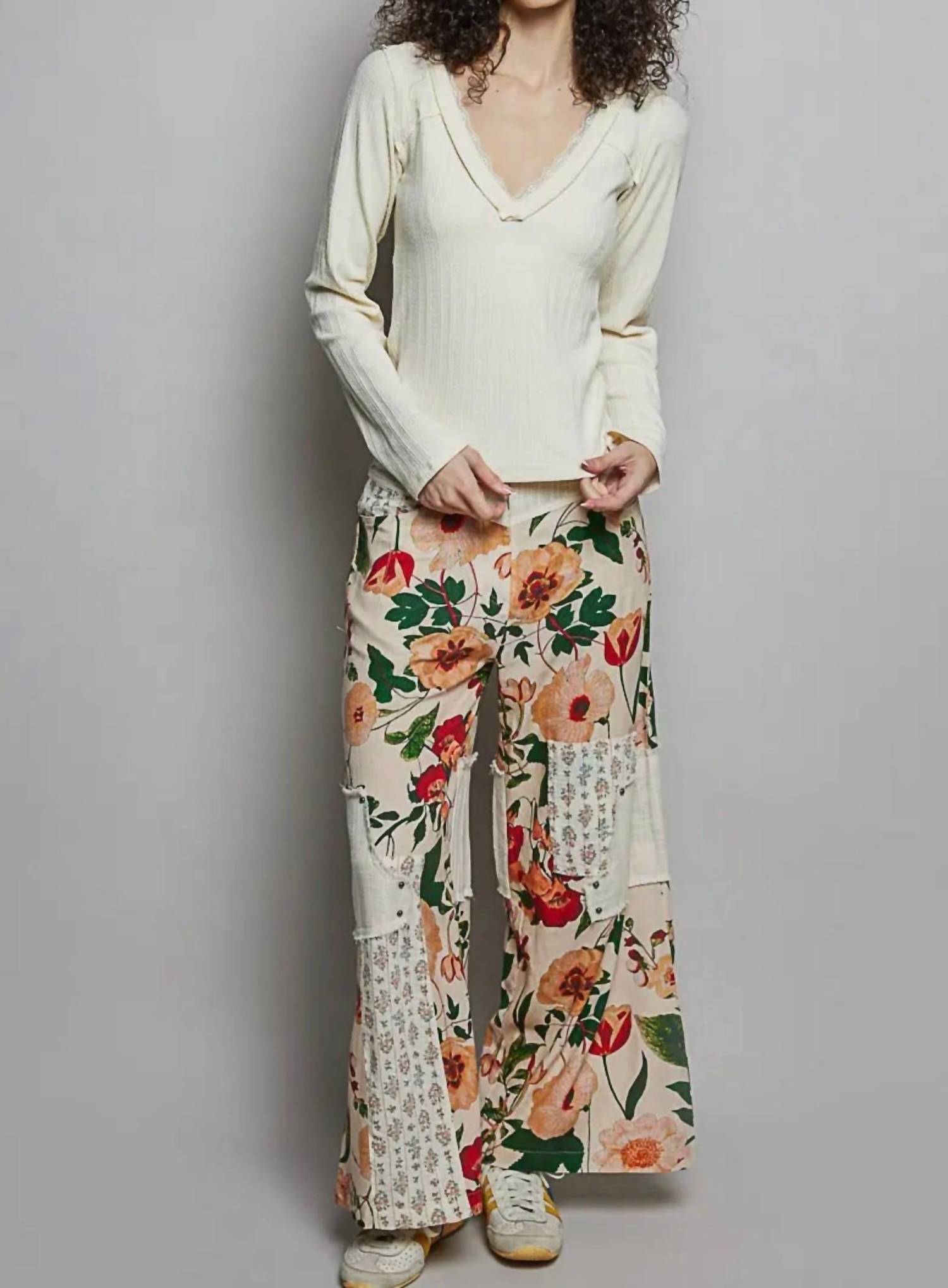 POL Patchwork Floral Woven Pants - women's pants - view 4