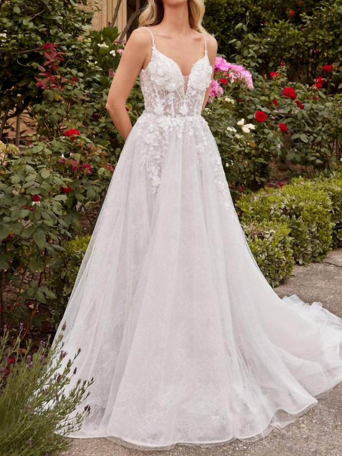 Cinderella Divine - Perla Floral Applique Lace Wedding Dress