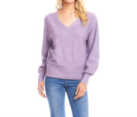 Karen Kane Shyla Sequin V-neck Sweater in lavender - women's sweater