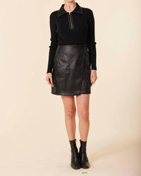 Dolce Cabo - Zip Knit Vegan Leather Skirt Dress