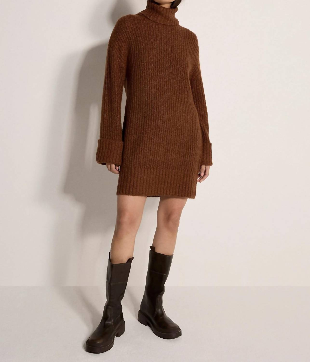 Apricot - Boucle Knit Fisherman Jumper Mini Dress