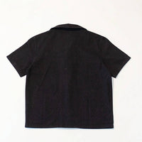 knotWTR Crystal Denim Short Sleeve Shirt in black - women's shirt - view 8