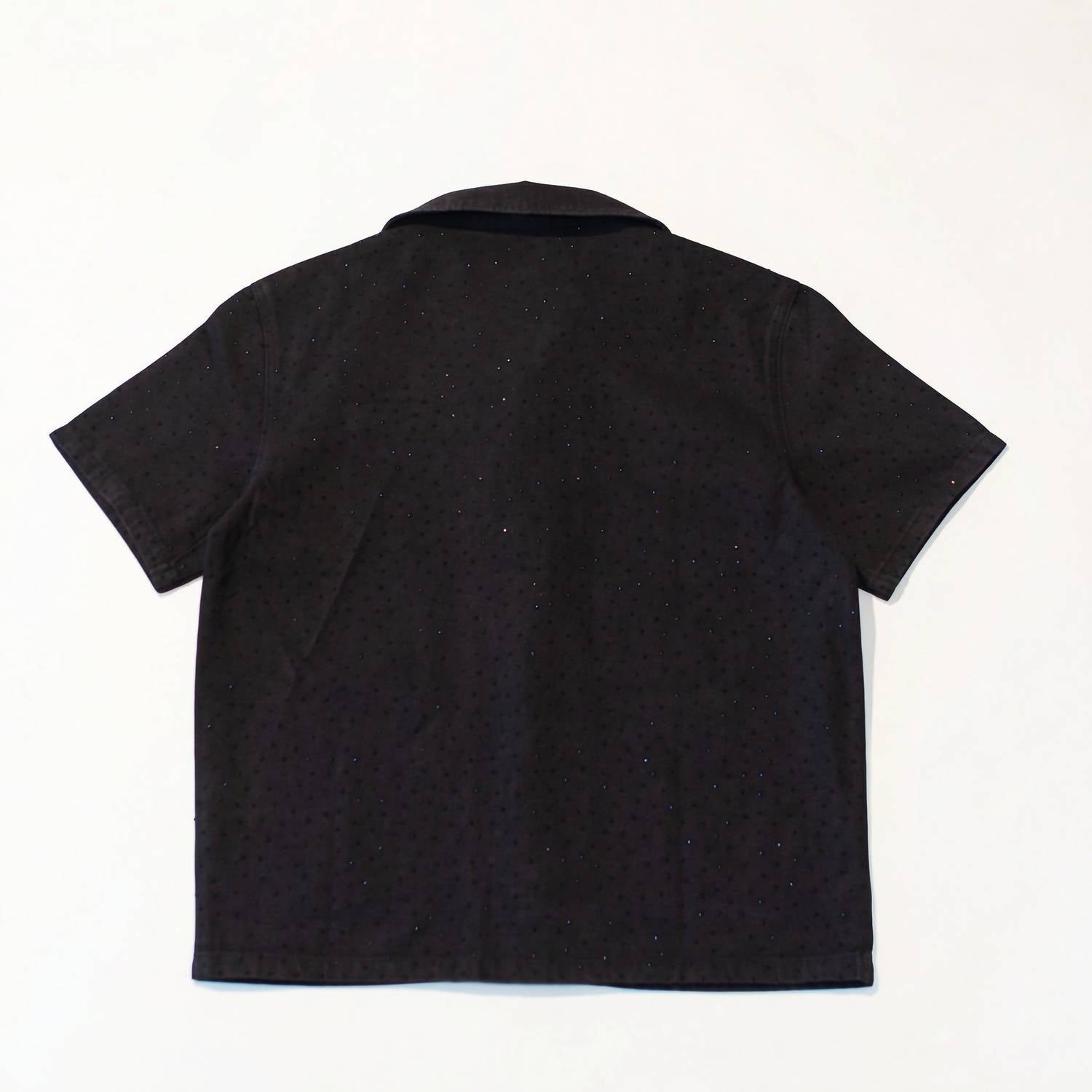 knotWTR Crystal Denim Short Sleeve Shirt in black - women's shirt - view 8