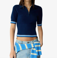 Guest In Residence Marcella Polo Top in residence marcella polo top in navy - women's shirt