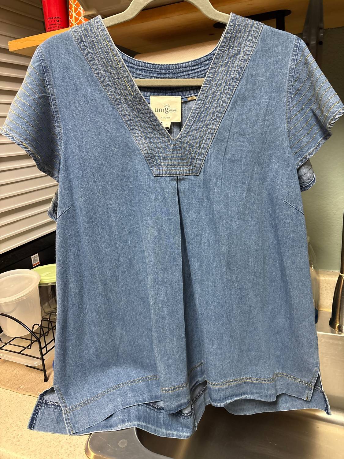 Umgee - Alicia Cap Sleeve Denim top