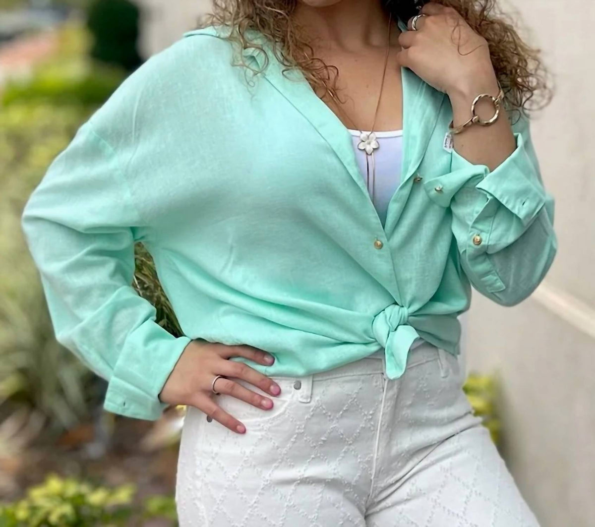 Elan - Button Up Long Sleeves Top