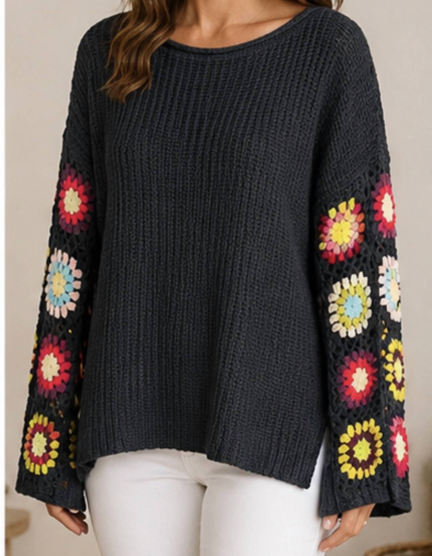 Keren Hart - Long Sleeve Crochet Sweater