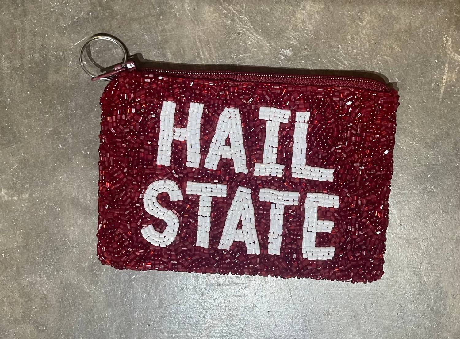 TIANA Hail State Beaded Small Coin Purse in wine white - women's bag