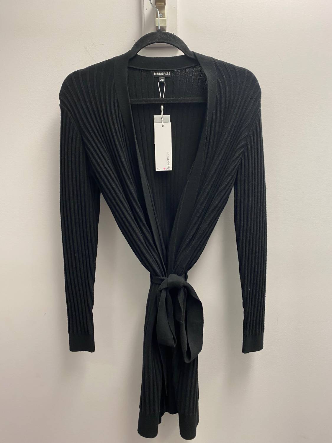 Minnie Rose - Women's Ribbed Belted Cardigan