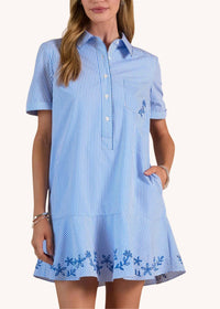 Current Air - Striped Embroidered Mini Shirt Dress