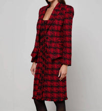 L'Agence Kaisley Tweed Blazer in red black houndstooth - women's jacket - alternate view