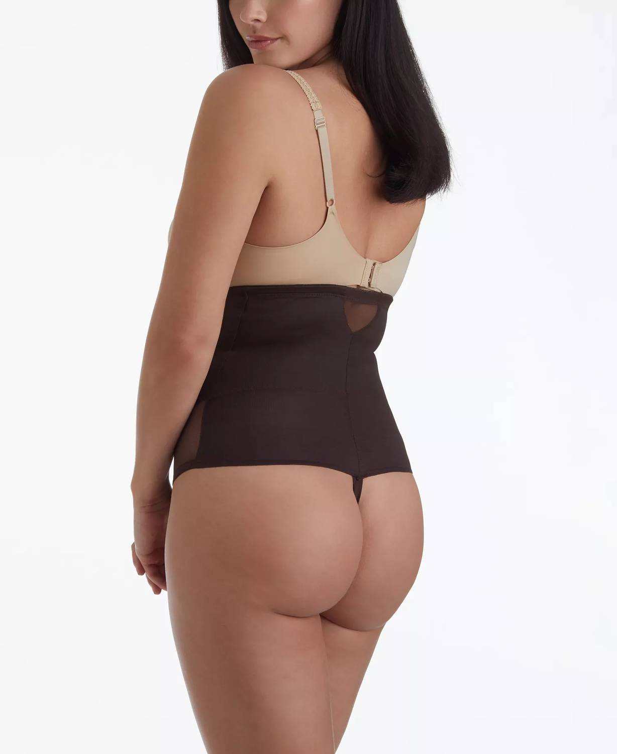 Miraclesuit Sexy Sheer Shaping Extra Firm Control High Waist Thong in coffee - women's intimate - alternate view