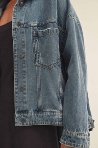 Mustard Seed Women's Addi Pleated Denim Jacket in blue - women's jacket - view 5