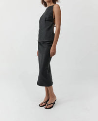 St. Agni - Woven Leather Square Neck Top