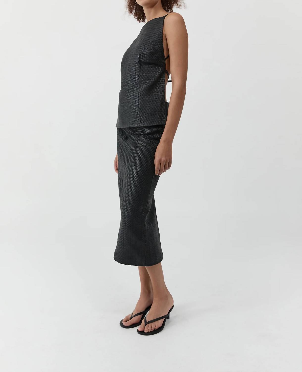 St. Agni - Woven Leather Square Neck Top