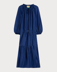 Momoni Viento Ruffled Maxi Dress in ultramarine blue - women's dress - view 5