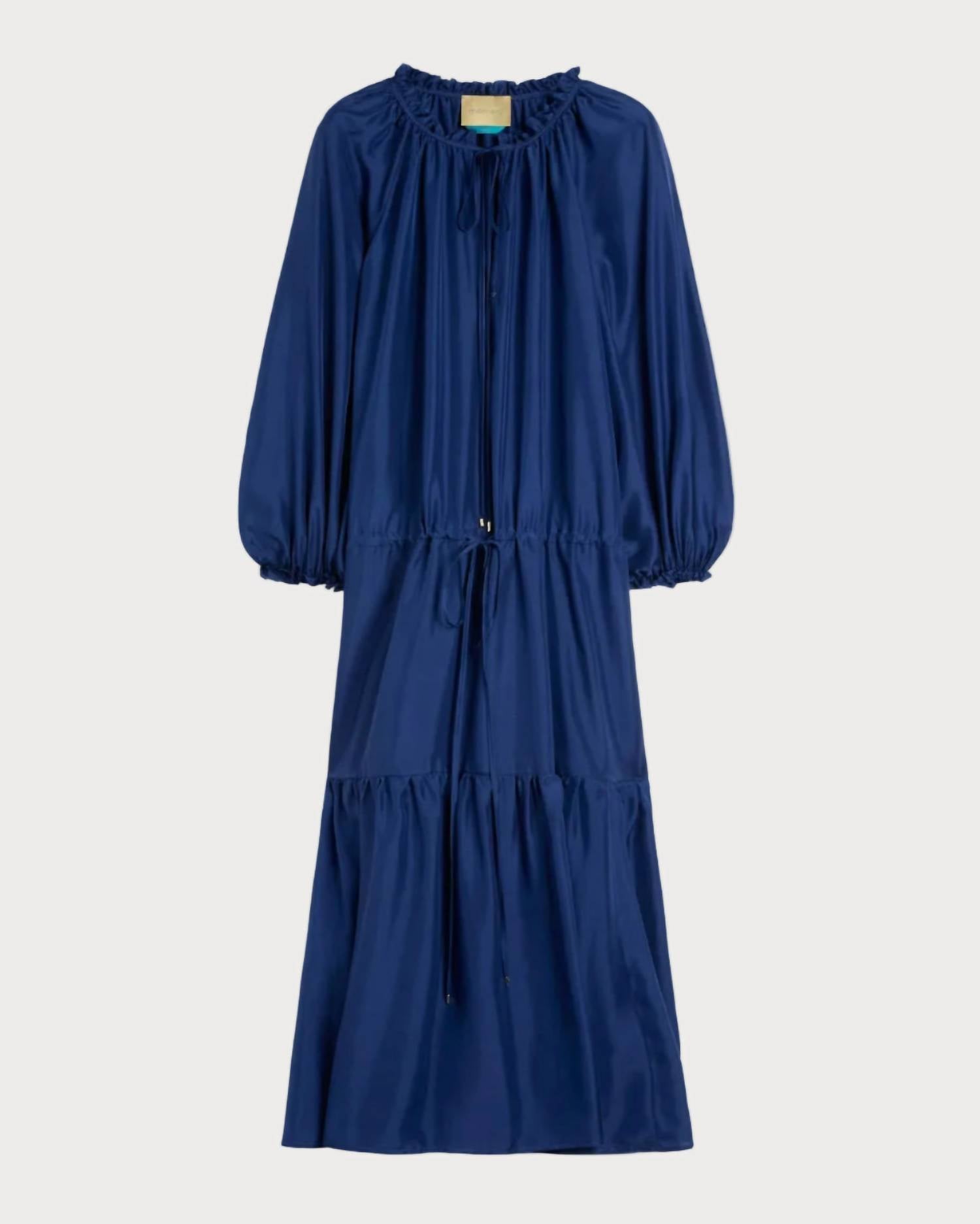 Momoni Viento Ruffled Maxi Dress in ultramarine blue - women's dress - view 5