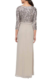 Alex Evenings - Floral Sequin Inverted Basque Evening Dress
