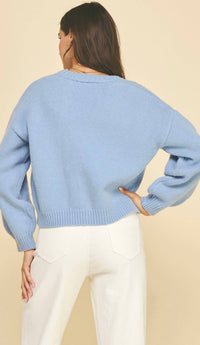 PINCH Floral Fancy Cardigan Top in blue - women's cardigan - detail view
