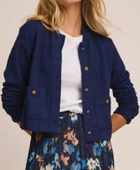 Nic + Zoe - TEXTURED KNIT BOMBER JACKET
