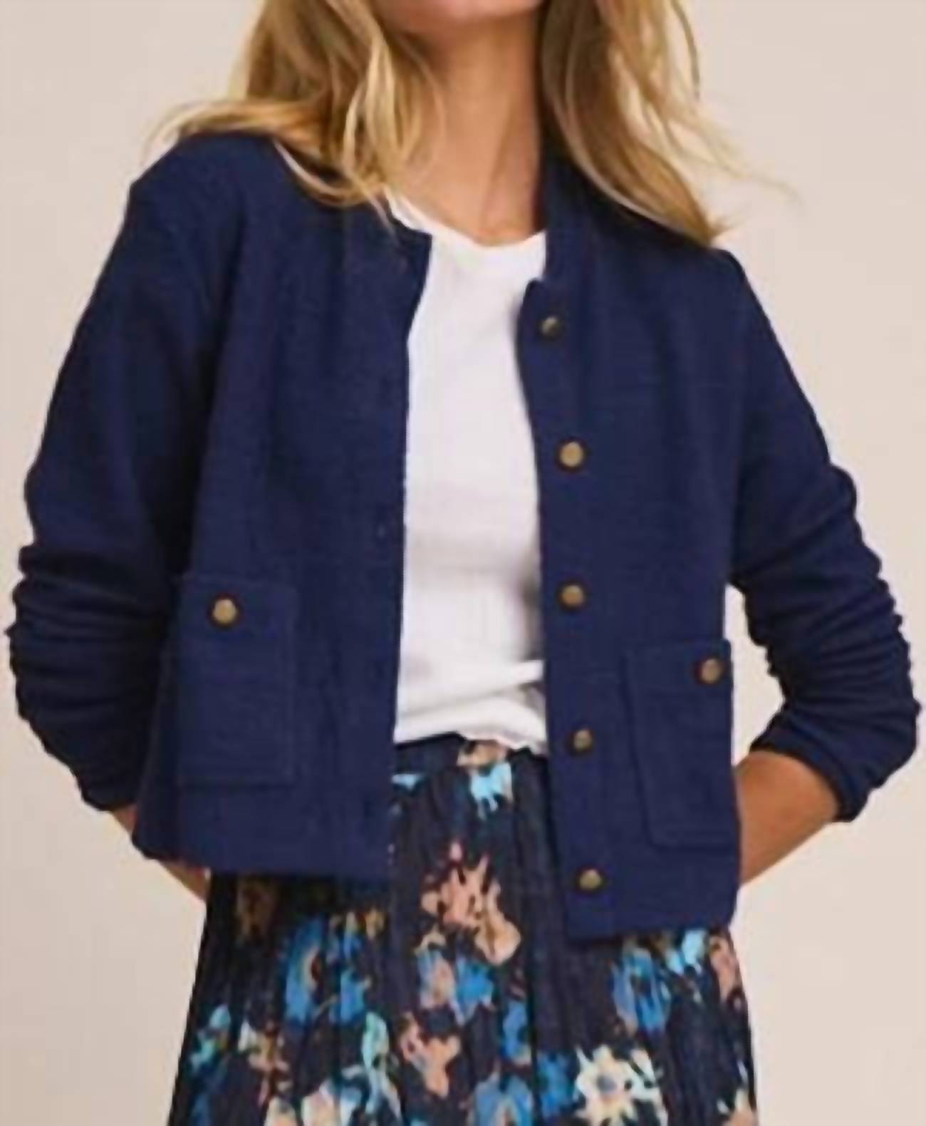 Nic + Zoe - TEXTURED KNIT BOMBER JACKET