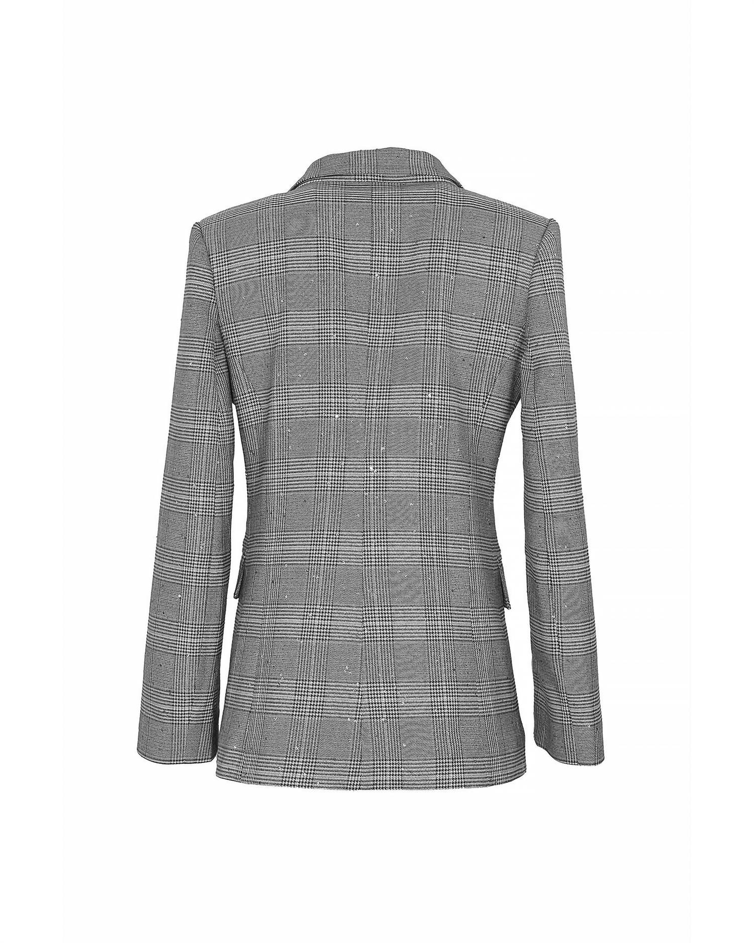 Theo The Label - Women's Eudora Split Sleeve Sequined Prince Of Wales Jacket