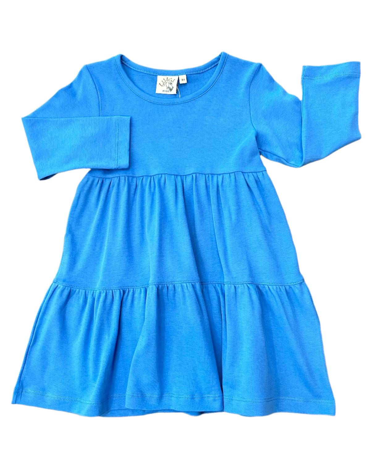 Luigi Kids - Girl's Solid Tiered Long Sleeve Dress